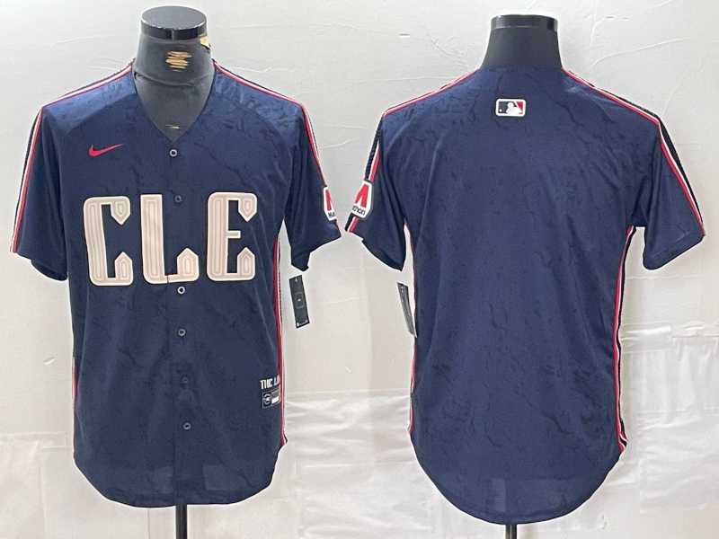 Men%27s Cleveland Guardians Blank Navy 2024 City Connect Limited Stitched Jersey